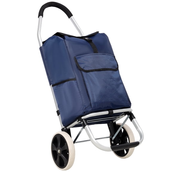 40L Foldable Shopping Trolley with Wheels & Removable Waterproof Oxford Bag, 88lbs Load Capacity, Portable Cart for Grocery/Market/Travel, Blue