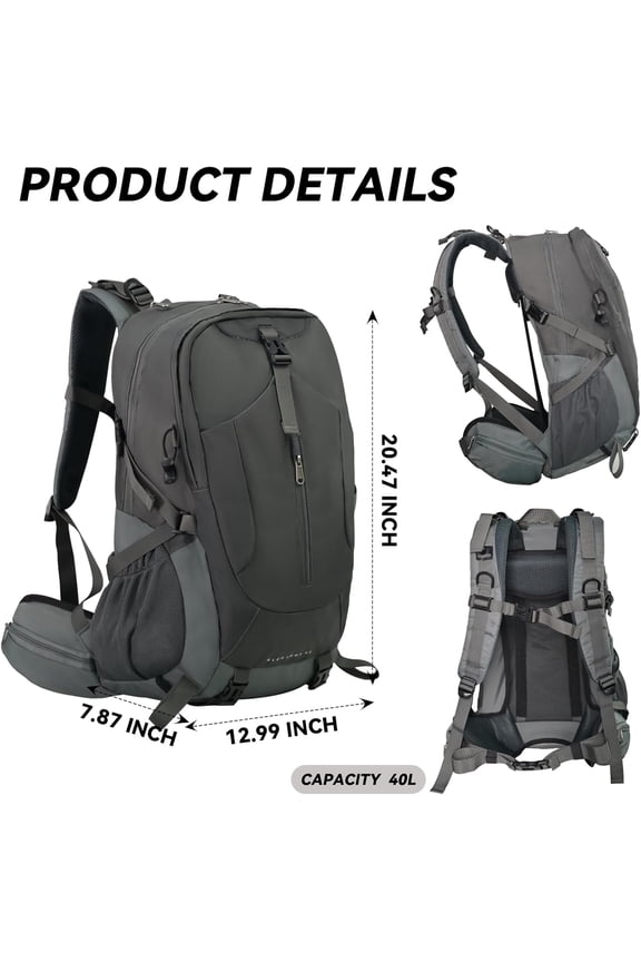 40L Hiking Backpack with Internal Frame - Lightweight, Waterproof &  for Men/Women Camping, Travel & Outdoor Adventures