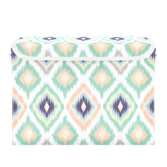 40L Lidded Home Storage Bins Foldable Storage Box with Handle for Home Bedroom Closet, Light-colored Tie-dye Printed
