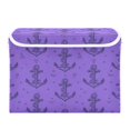thumbnail image 1 of 40L Lidded Home Storage Bins Foldable Storage Box with Handle for Home Bedroom Closet, Purple Printed, 1 of 7