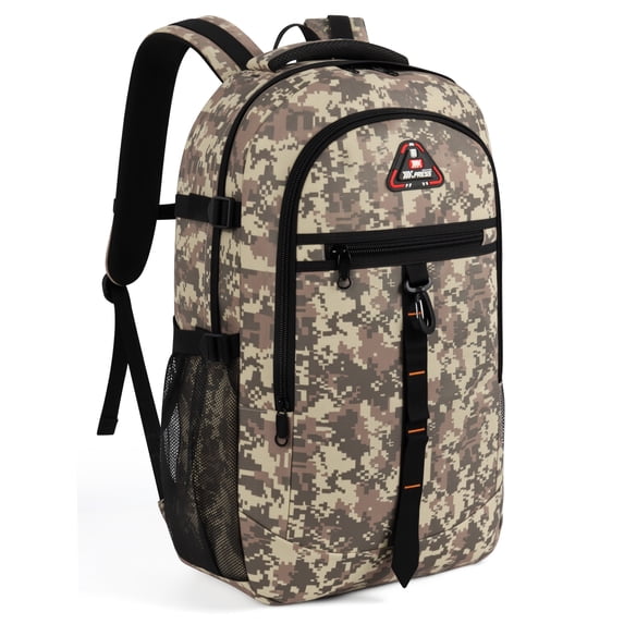 40L Outdoor Travel Backpack for Adults, Large Capacity Camo Backpack for Work Hiking Camping, Grey - 8036
