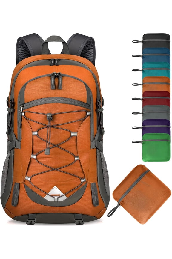 40L Packable Lightweight Waterproof Orange Hiking Daypack