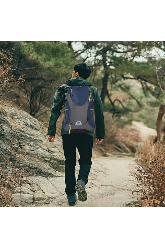 40L Polyester Hiking Backpack, Lightweight Foldable Outdoor Trekking Bag, Black Orange Blue Dark Blue, 11.81x7.48x20.07in, Waterproof & Comfortable