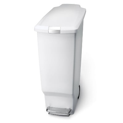 40L Slim Plastic Step Trash Can Plastic with Soft-Close Locking Lid: Indoor Garbage Can, 10.5 Gallon Capacity