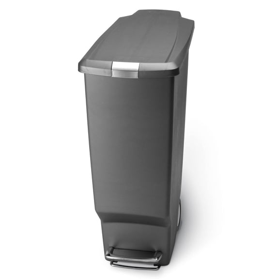 40L Slim Plastic Step Trash Can Plastic with Soft-Close Locking Lid: Indoor Garbage Can, 10.5 Gallon Capacity