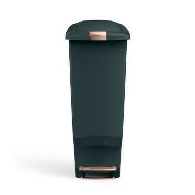 40L Slim Plastic Step Trash Can Plastic with Soft-Close Locking Lid: Indoor Garbage Can, 10.5 Gallon Capacity