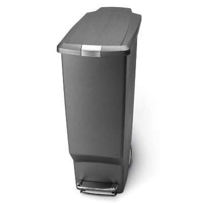 40L Slim Plastic Step Trash Can Plastic with Soft-Close Locking Lid: Indoor Garbage Can, 10.5 Gallon Capacity
