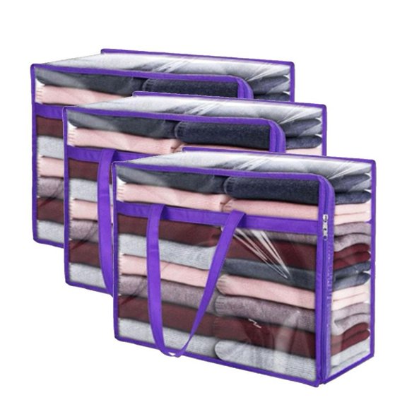 40L Transparent PVC Storage Bag for Wardrobe Organizing, Moving, and Dorm Use – Spacious, Puncture-Resistant, with Strong Handles(3pce)