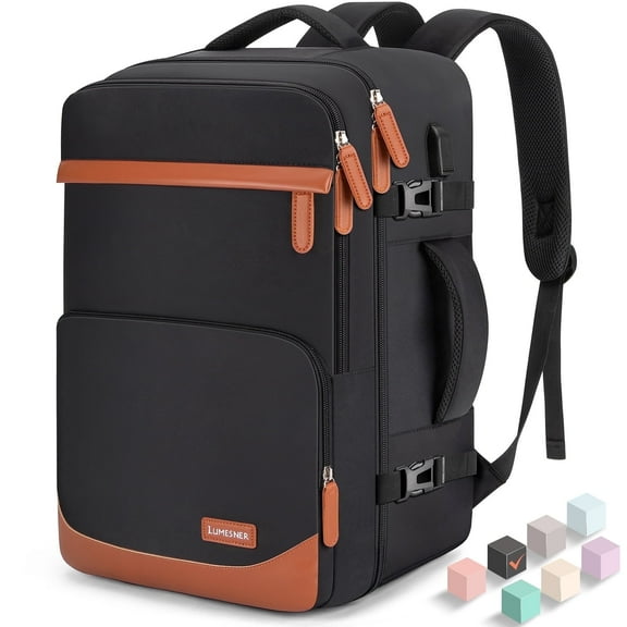 40L Travel Backpack with USB Charging Port, Water-Resistant Carry on Backpack for Men Women, Business Laptop Backpack for Trips & Commutes, Fits 17 Inch Laptop