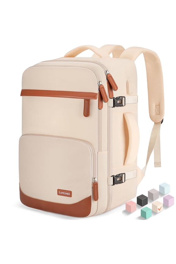 40L Travel Backpack with USB Charging Port, Water-Resistant Carry On Backpack for Men Women, Business Laptop Backpack for Trips & Commutes, Fits 17.3 Inch Laptop
