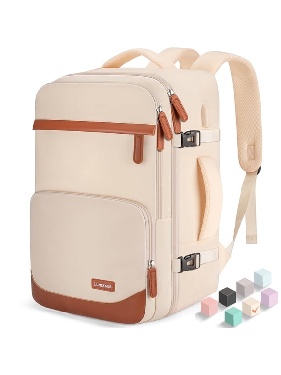 40L Travel Backpack with USB Charging Port, Water-Resistant Carry On Backpack for Men Women, Business Laptop Backpack for Trips & Commutes, Fits 17.3 Inch Laptop