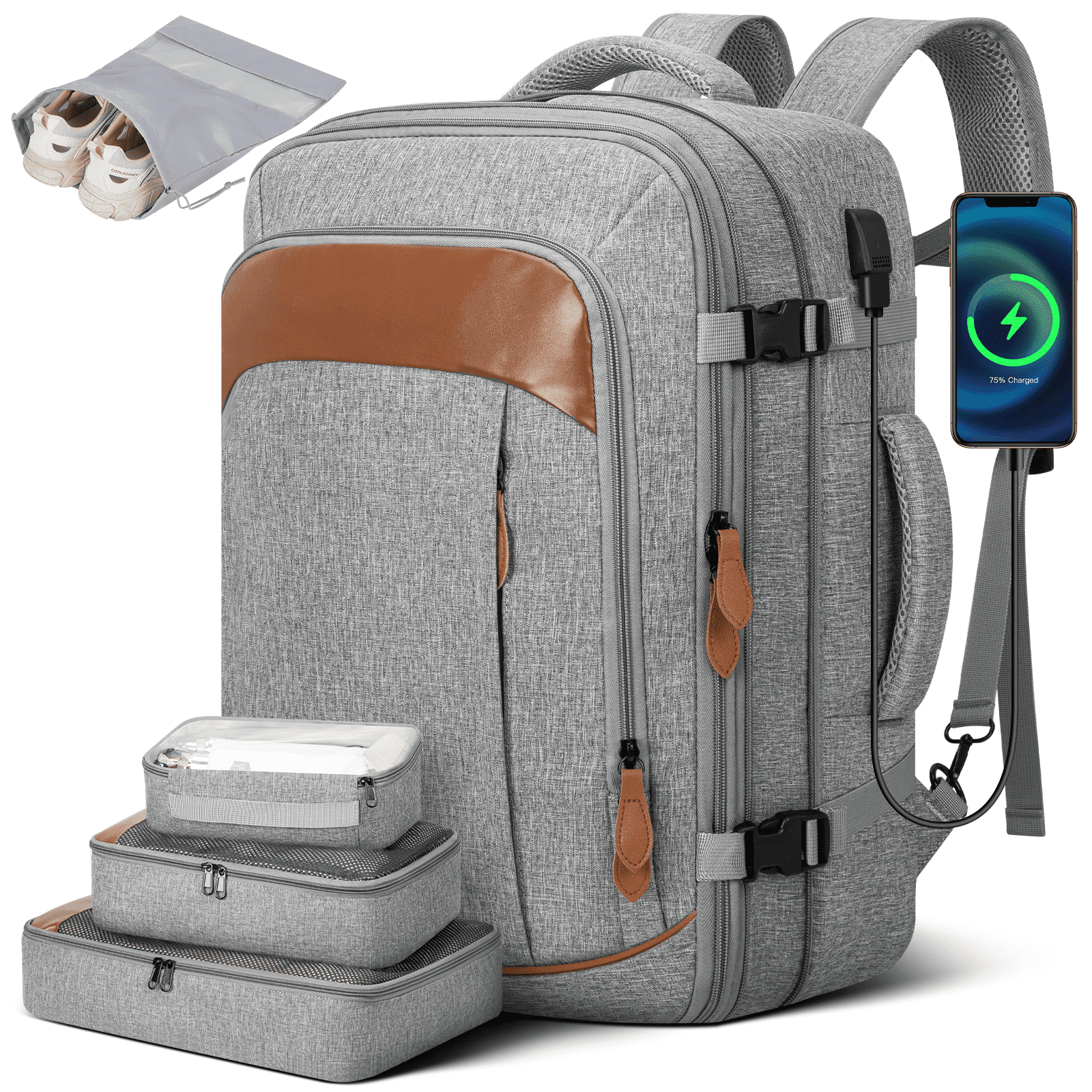45L Large Travel Backpack for Men Women, Expandable Large Suitcase ...
