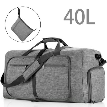40L Travel Duffel Bag, 20" Extra Large Duffle Bag, Foldable Weekender Bag with Shoes Compartment, Water-Proof & Tear Resistant Overnight Bag for Men Women(Gray)