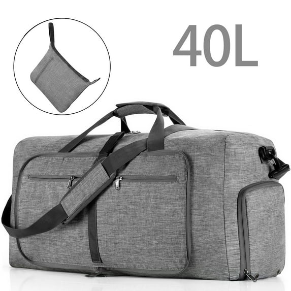 40L Travel Duffel Bag, 20" Extra Large Duffle Bag, Foldable Weekender Bag with Shoes Compartment, Water-Proof & Tear Resistant Overnight Bag for Men Women(Gray)