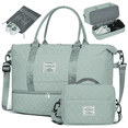 thumbnail image 1 of 40L Travel Duffle Bag with Shoe Compartment, Weekender Carry On Bag with Toiletry Bag for Women, Mint Green, 1 of 8