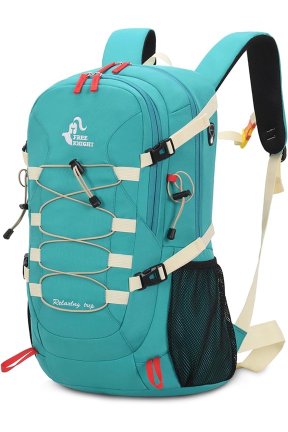 40L Waterproof Hiking Backpack with Rain Cover, Outdoor Sport Travel Bag Daypack for Camping Climbing Skiing Cycling, Milk Green-turquoise-