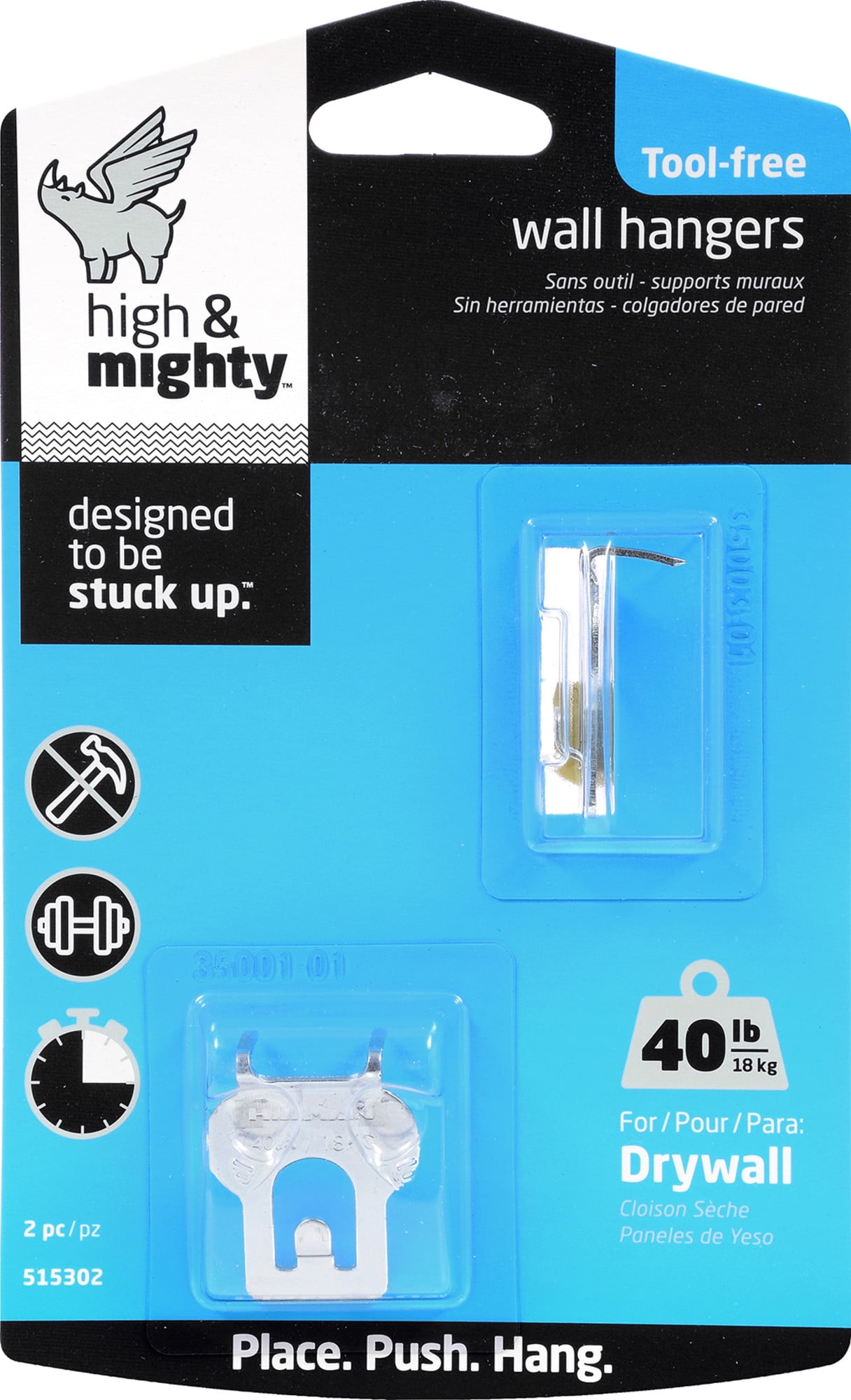 High & Mighty 40 lb Capacity Tool-Free Picture Hanger Set