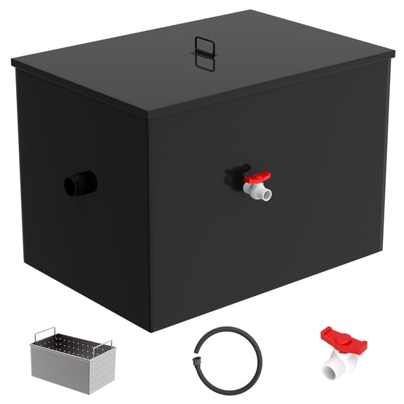 40LBS Grease Interceptor, Grease Trap, Commercial Grease Trap, Under Sink Grease Interceptor for School Cafeteria Kitchens