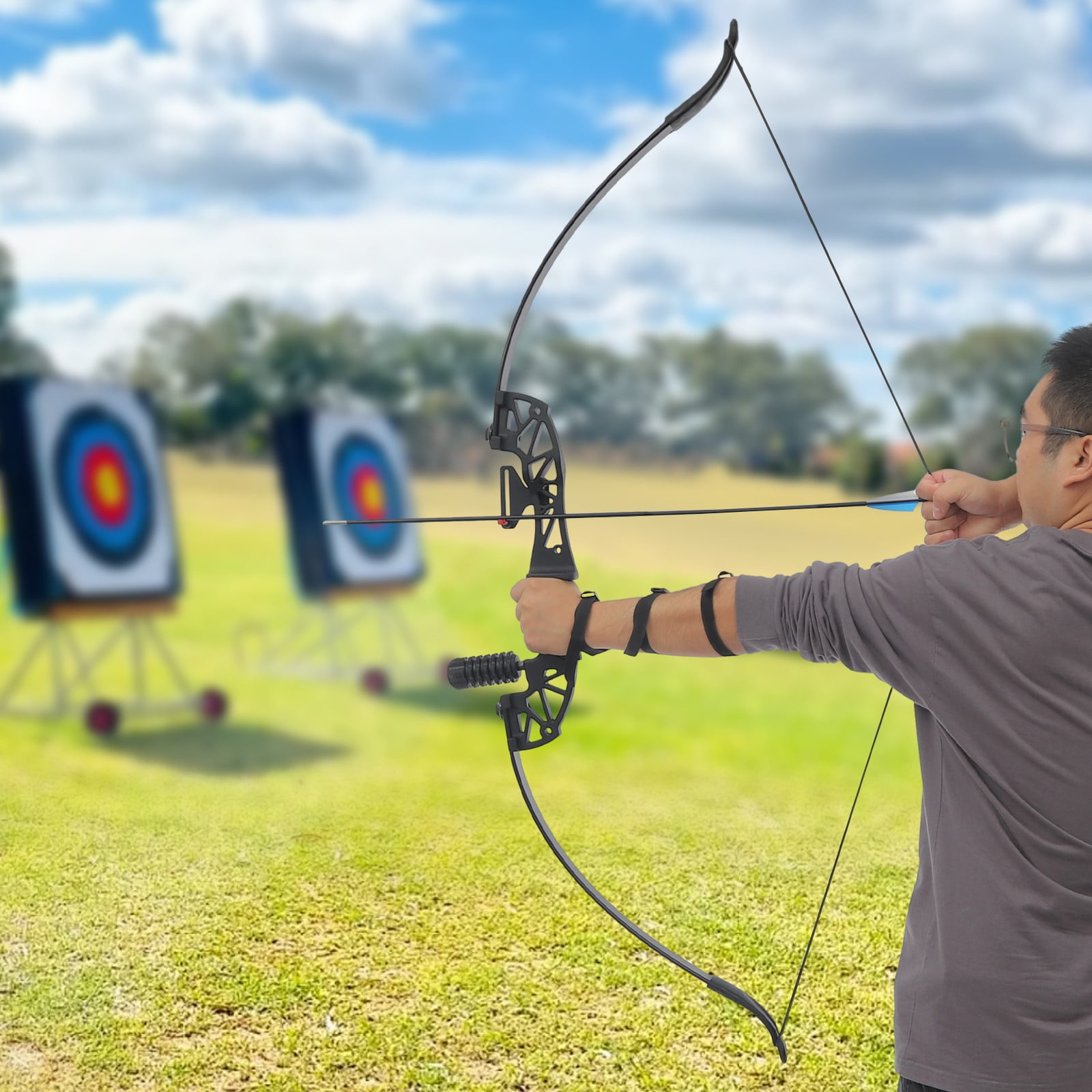 40LBS Recurve Bow Kit, Recurve Bow Set, Bow and Arrow Kit For Outdoor Hunting/Target Shooting Training Exercises