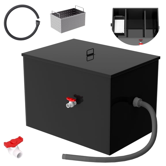 40LBS Under Sink Grease Trap, Grease Trap, Commercial Grease Trap, Grease Interceptor for Convenience Store Kitchens