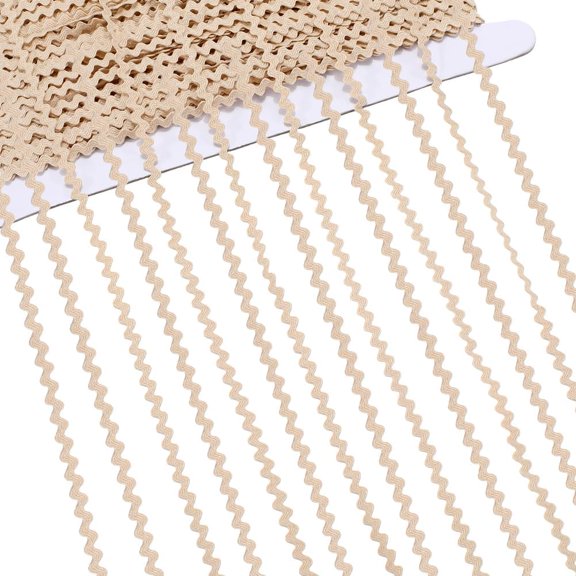 40M Polyester Wavy Fringe Trim Ribbon Wave Bending Ribbon Blanched Almond 1/8 inch(3mm) for Handmade