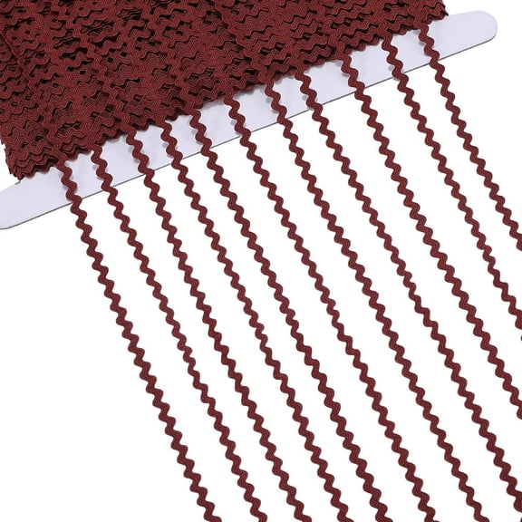 40M Polyester Wavy Fringe Trim Ribbon Wave Bending Ribbon Brown 1/8 inch(3mm) for Handmade