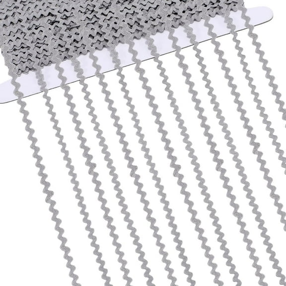 40M Polyester Wavy Fringe Trim Ribbon Wave Bending Ribbon Dark Gray 1/8 inch(3mm)