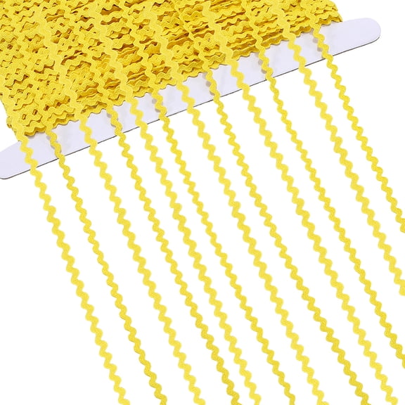 40M Polyester Wavy Fringe Trim Ribbon Wave Bending Ribbon Gold 1/8 inch(3mm) for DIY