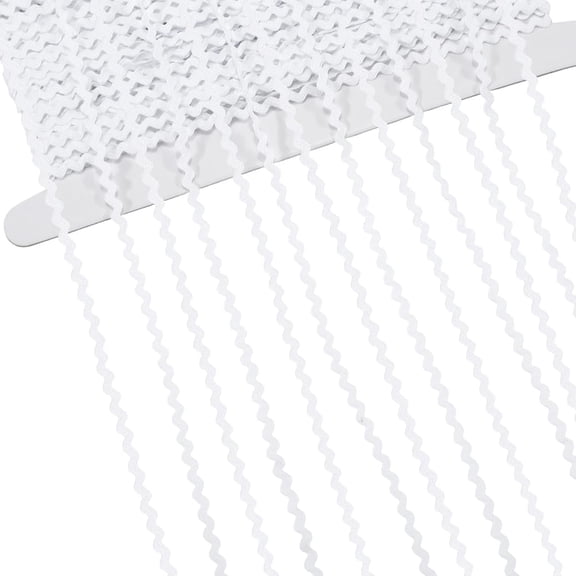 40M Polyester Wavy Fringe Trim Ribbon Wave Bending Ribbon White 1/8 inch(3mm) for DIY