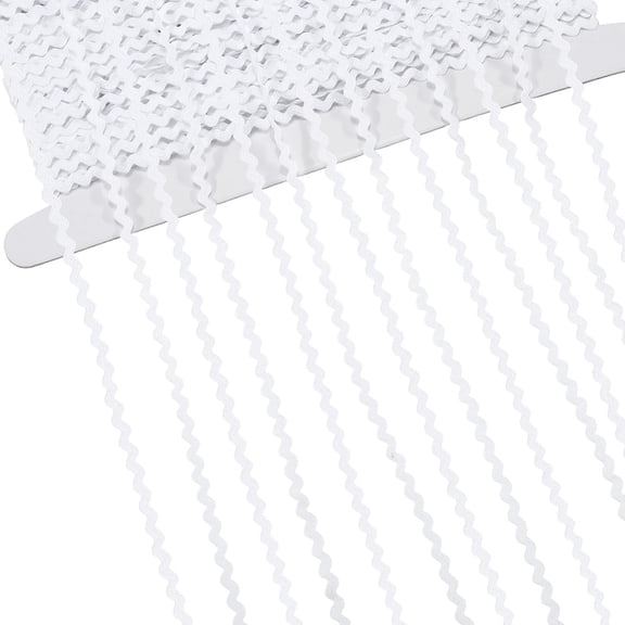40M Polyester Wavy Fringe Trim Ribbon Wave Bending Ribbon White 1/8 inch(3mm)