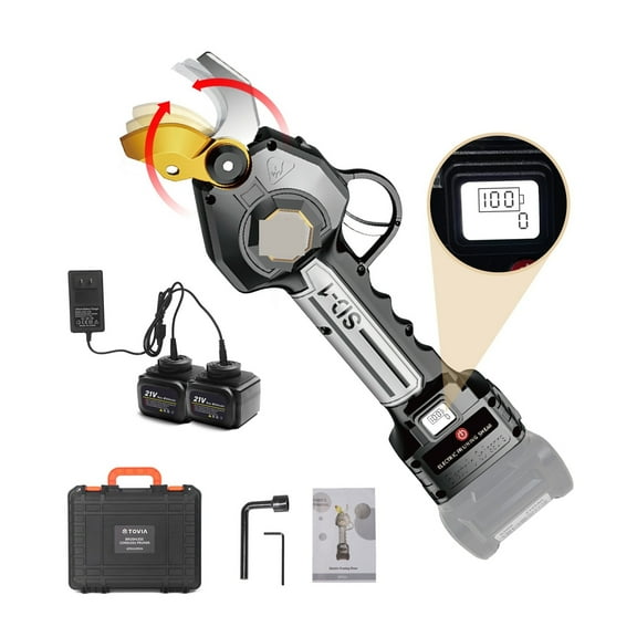 40MM 21V Brushless Cordless Electric Pruning Shears Drop-Forged Alloy Steel Dual-Action Blades Garden With 4AH Batteries Cutter