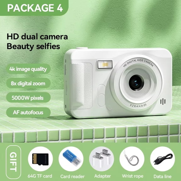 40MP 1080P Digital Camera with Wrist Strap – 8X Zoom, Anti-Shake, 4K HD, Auto Focus, 64GB Memory Card Support, Perfect for Beginners & Selfies
