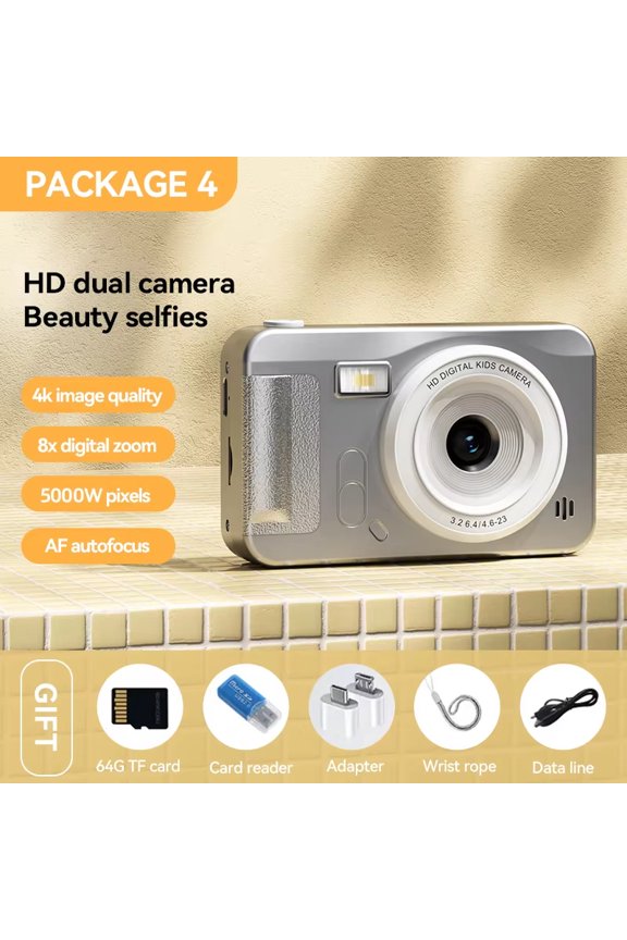 40MP 1080P Digital Camera with Wrist Strap – 8X Zoom, Anti-Shake, 4K HD, Auto Focus, 64GB Memory Card Support, Perfect for Beginners & Selfies