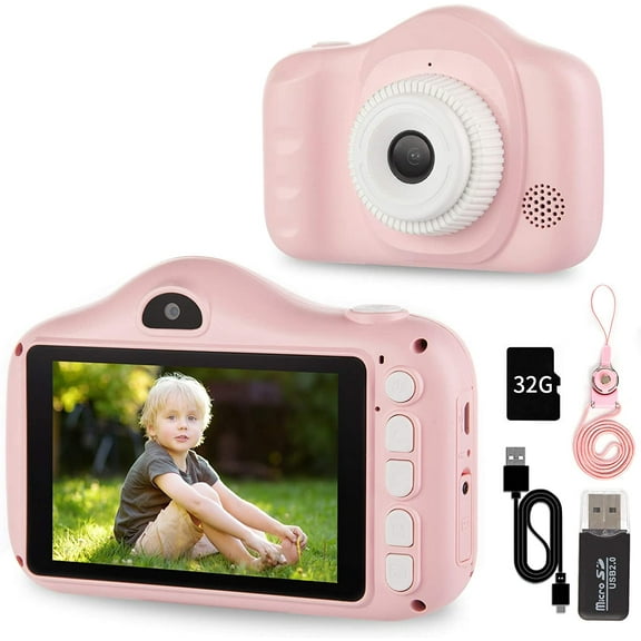 40MP/30MP/28MP/12MP Digital Camera for Kids Gifts, 3.5 Inch Large Screen 1080P Digital Video Camera for Kids with 32GB SD Card, SD Card Reader for 3-10 Year Old Children's Camera(Pink)