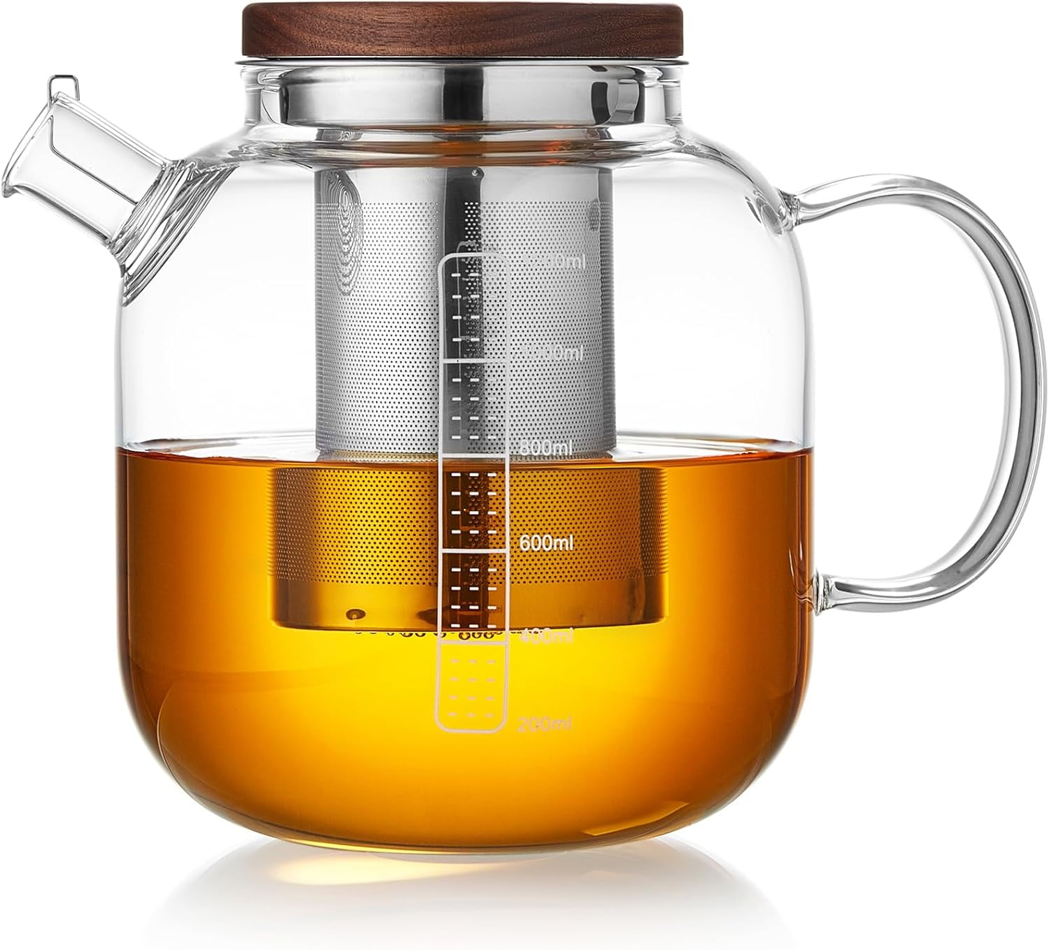 40OZ (1200ML) Glass Teapot with Infuser Stovetop Safe, Clear Glass Tea ...