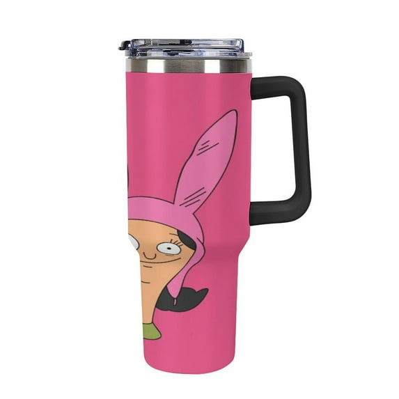 40OZ Bob's Burgers LouiseTumbler with Handle and Flip Straw Stainless Steel Tumbler Cup Keeps Drinks Cold & Hot