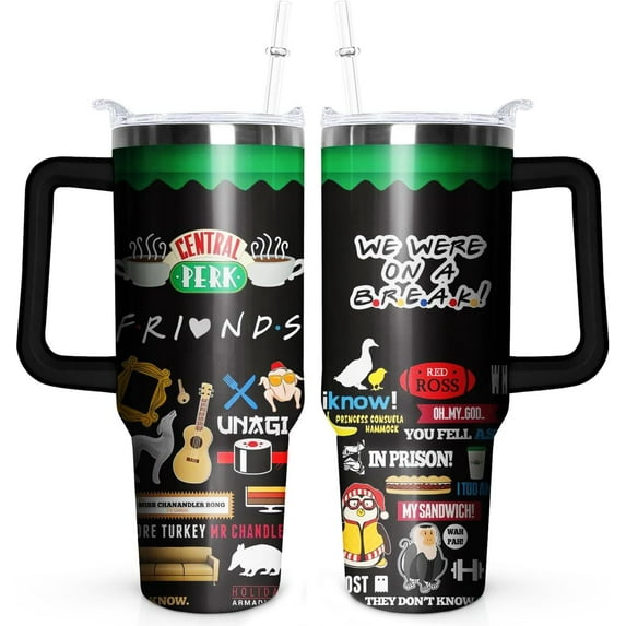 40OZ Friends Tumbler with Handle,Vacuum Insulated Stainless Steel Thermal Cup for TV Show Fans Gifts Keeps Drinks Cold & Hot