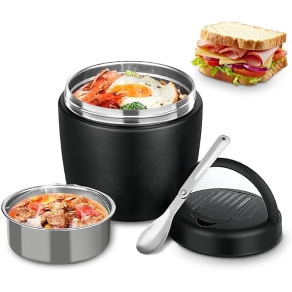 40 OZ Hot Food Container, Leakproof Wide Mouth Stainless Steel Vacuum Insulated Food Jar, 304 Stainless Steel Soup Container with Portable Handle