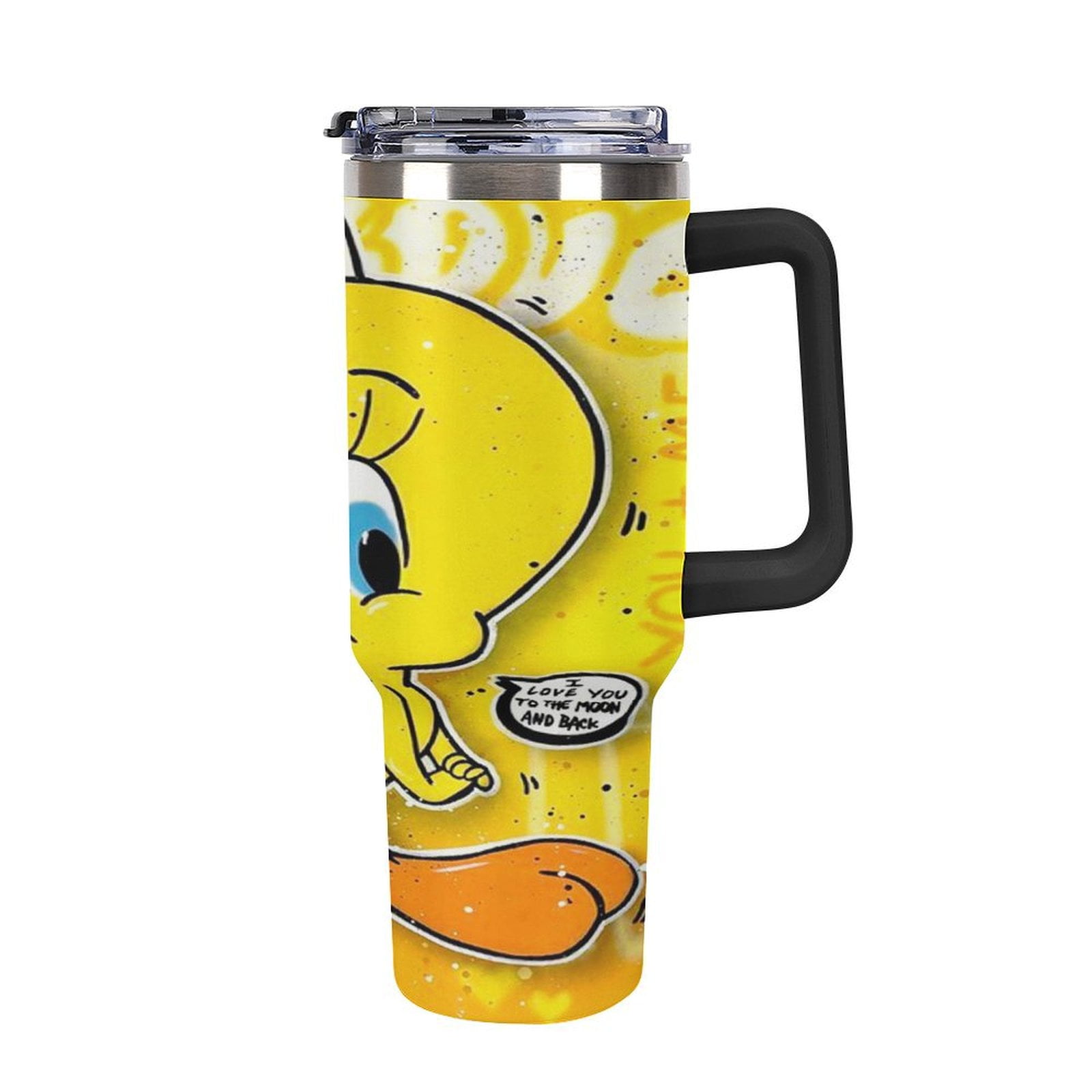 40OZ Tweety BirdTumbler with Handle and Flip Straw Stainless Steel Tumbler Cup Keeps Drinks Cold & Hot