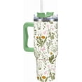 thumbnail image 1 of 40Oz Vintage Wildflower Tumbler with Straw & Lid Green Floral Travel Coffee Tumbler Cup with Handle for Spring Party Favor Supplies, 1 of 6