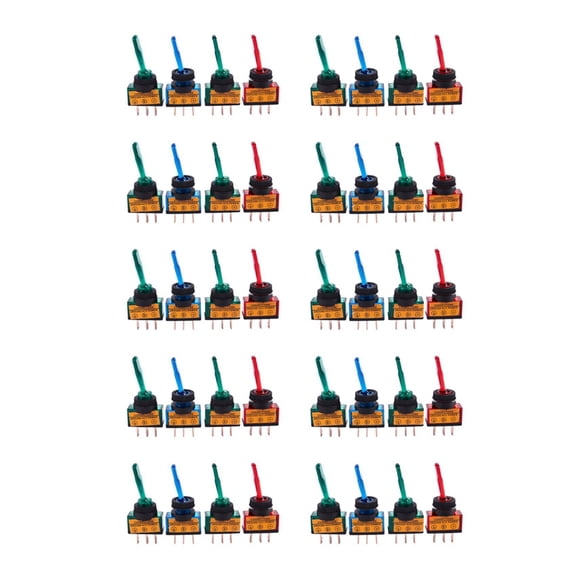 40PC 12V DC 20A LIGHT ILLUMINATED TOGGLE SWITCH CONTROL CAR BOAT DASH SPST ON/