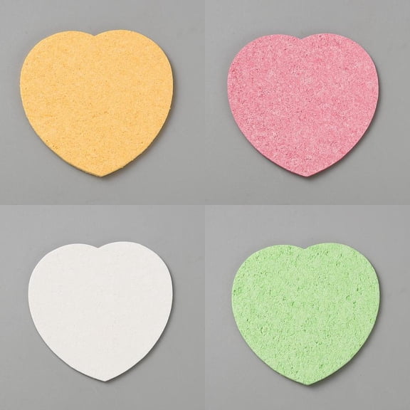 40PC 4 Colors Heart Shaped Compressed Makeup Sponges 66x66mm Fibre Cotton Blenders Facial Sponges for Women Cosmetic Application