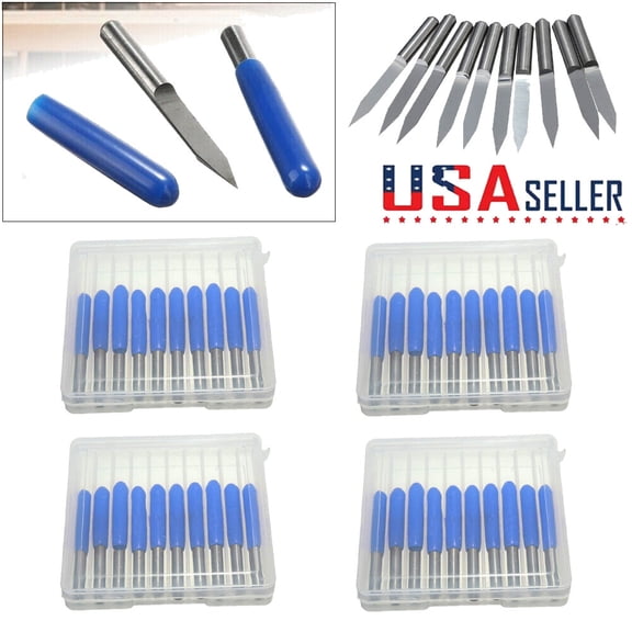 40PC Carbide PCB Board 0.1mm 30 Degree Engraving Bits CNC Router Tool V-shape