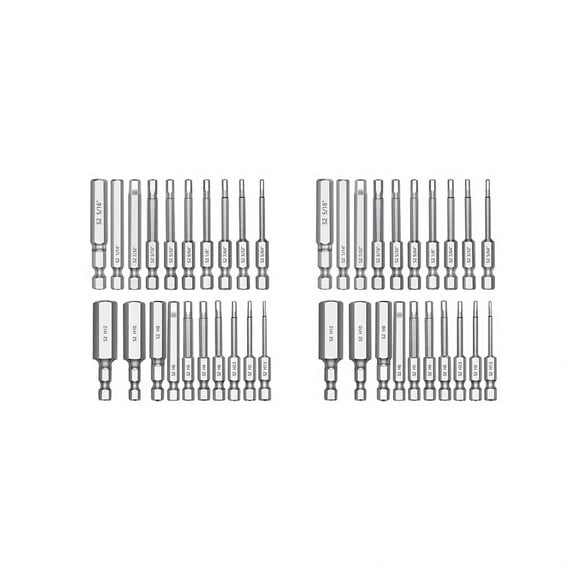 40PC Hex Head Hex Wrench Drill Bit Set 2.3Inch Long 1/4Inch Diameter Quick Release Magnetic Screwdriver Bit Set,40 x hex driver,silver