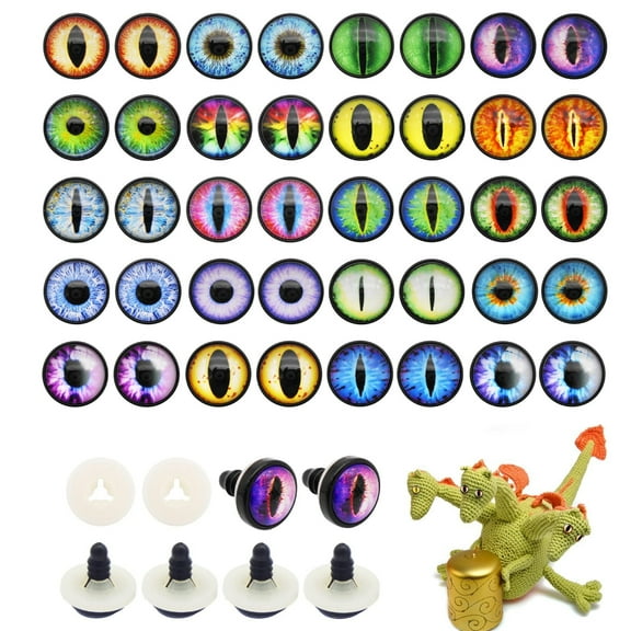 40PCS 0.94" Dragon Safety Eye Plush Animal Crafts Making for Adult Artist Model Enthusiast Amigurumi Crochet Project DIY Supplies with Washer 0.94inches 24mm