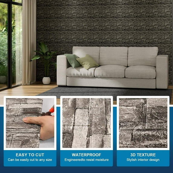 40PCS 13.7''x15'' Wall Panels Peel and Stick, 57 Sq Ft Self-Adhesive XPE Foam Stone 3D Wallpaper