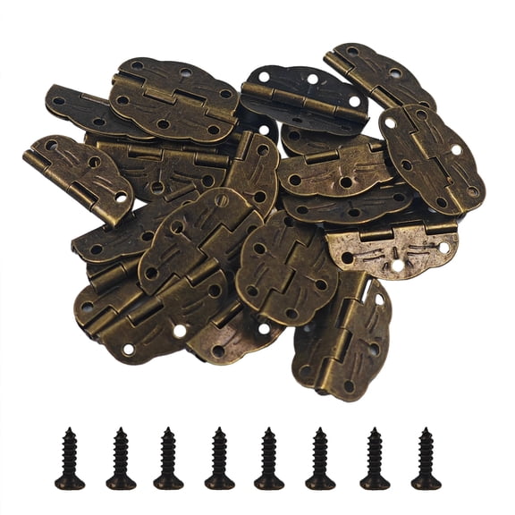40PCS 30 * 22MM Small Box Hinges, Vintage Style Mini Hinge with Screws, Bronze Decorative Butt Hinges for Wooden Jewelry Box, Craft Case, Cabinet