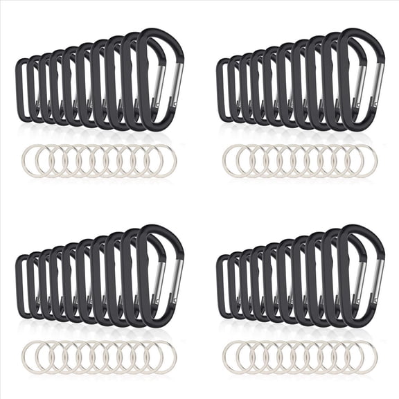 40PCS 3Inch/8CM Aluminum Carabiner Clips,Premium D-Ring Caribeaner with Keyring for Home RV Camping Fishing
