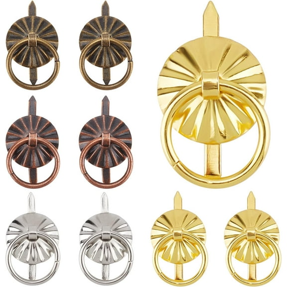 40PCS 4 Colors Metal Brad Fasteners with Pull Rings Mini Brad Paper Fasteners Scoreboard Handle Drawer Decoration Accessories for DIY Making