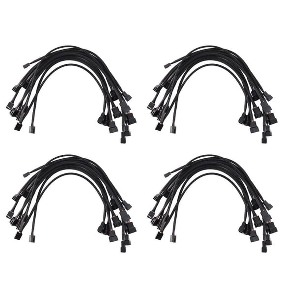 40PCS 4 Pin PWM Fan Extension Power Case Male to Female Extending Cables Compatible with 4 Pin/3Pin Fan